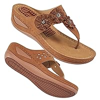 FUDYNMALC Sandals Women Wedge Shoes: Summer Dressy Womens Flip Flops Comfortable Orthopedic Platform Sandals Casual Walking Wedges