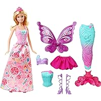 Fairytale Doll, Dress-Up Set with Candy-Inspired Barbie Clothes and Accessories like Fairy Wings and Mermaid Tail