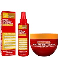 Hydrating Argan Oil Hair Mask and Leave-in Hair Mask & Hydrating Conditioner Bundle - The Ultimate Rinse-out Deep Conditioner and Leave-in Conditioner Combo to Repair, Rejuvenate, and Revitalize Dry