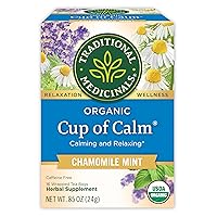 Tea, Organic Cup of Calm, Calming & Relaxing with Chamomile Mint, 16 Tea Bags Packaging may vary