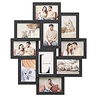 SONGMICS Collage Picture Frames, 4x6 Picture Frames Collage for Wall Decor, 10 Pack Photo Collage Frame for Gallery, Multi Family Picture Frame Set, Glass Front, Assembly Required, Ink Black