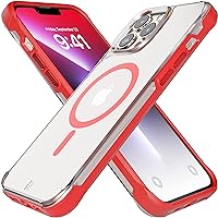 REBEL Clear iPhone 13 Pro Max Case [Frosted Series Gen-3] MagSafe Compatible, Translucent Matte Texture, Protective Shockproof Bumpers, Metal Buttons, Slim Fit Grip, 6.7 Inch Phone 2021 (Frosted Red)