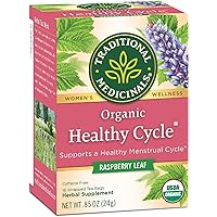 Traditional Medicinals Organic Healthy Cycle Raspberry Leaf Herbal Tea, Supports a Healthy Menstrual Cycle, (Pack of 1) - 16 Tea Bags
