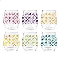 TOSSWARE POP 14oz Vino Designer Series - Shapes 2, SET OF 6, Premium Quality, Recyclable, Unbreakable & Crystal Clear Plastic Printed Glasses