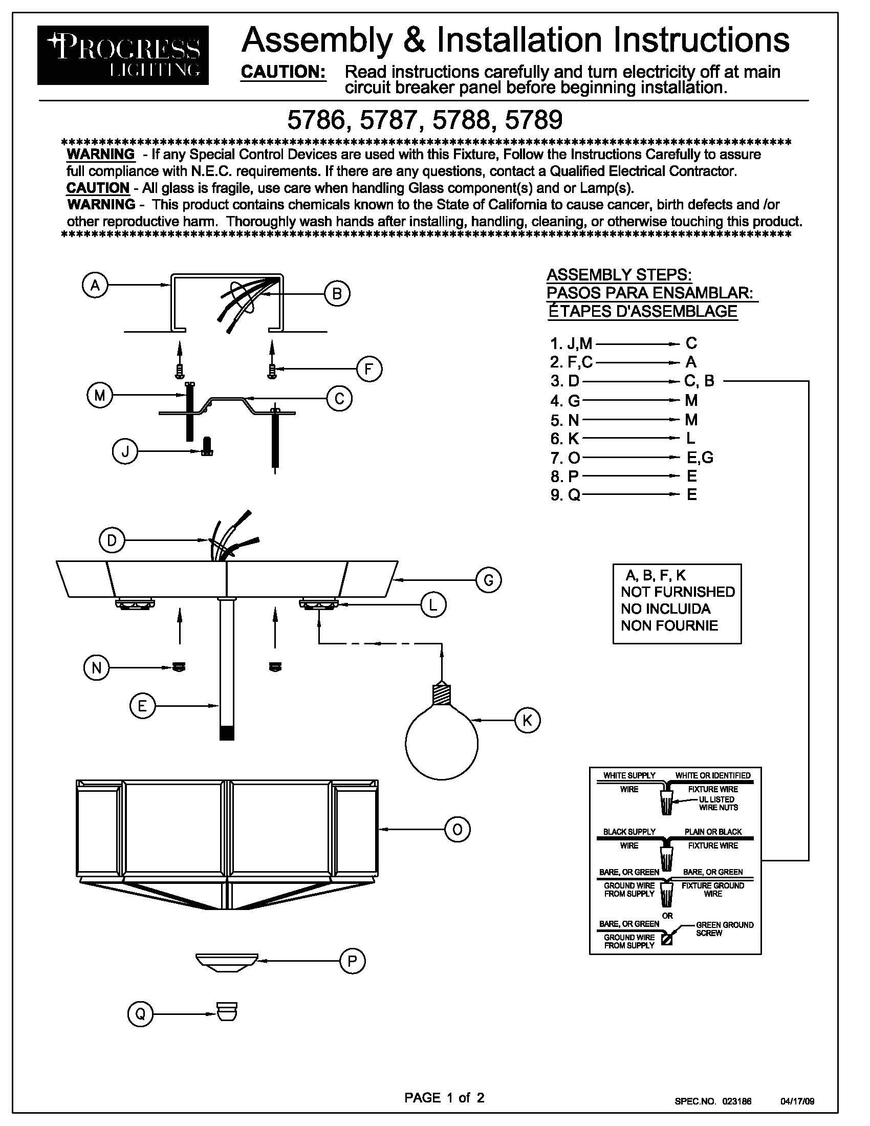 Progress Lighting P5788-10 Beveled Glass Close-to-Ceiling, 9-Inch Diameter x 7-Inch Height, Brass