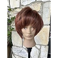100% European Human hair Wig, lace front, soft fringe, short shaggy bob, Copper/red highlights