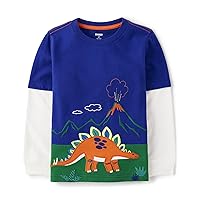 Gymboree Boys and Toddler Embroidered Graphic Long Sleeve Layered T-Shirts