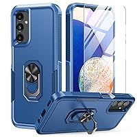 FNTCASE for Samsung Galaxy A14 5G Case: Dual Layer Shockproof Magnetic Kickstand Cell Phone Cover Protective with Rugged Ring Holder & Screen Protector Military Heavy Duty, 6.6inch, 2023 (Navy Blue)