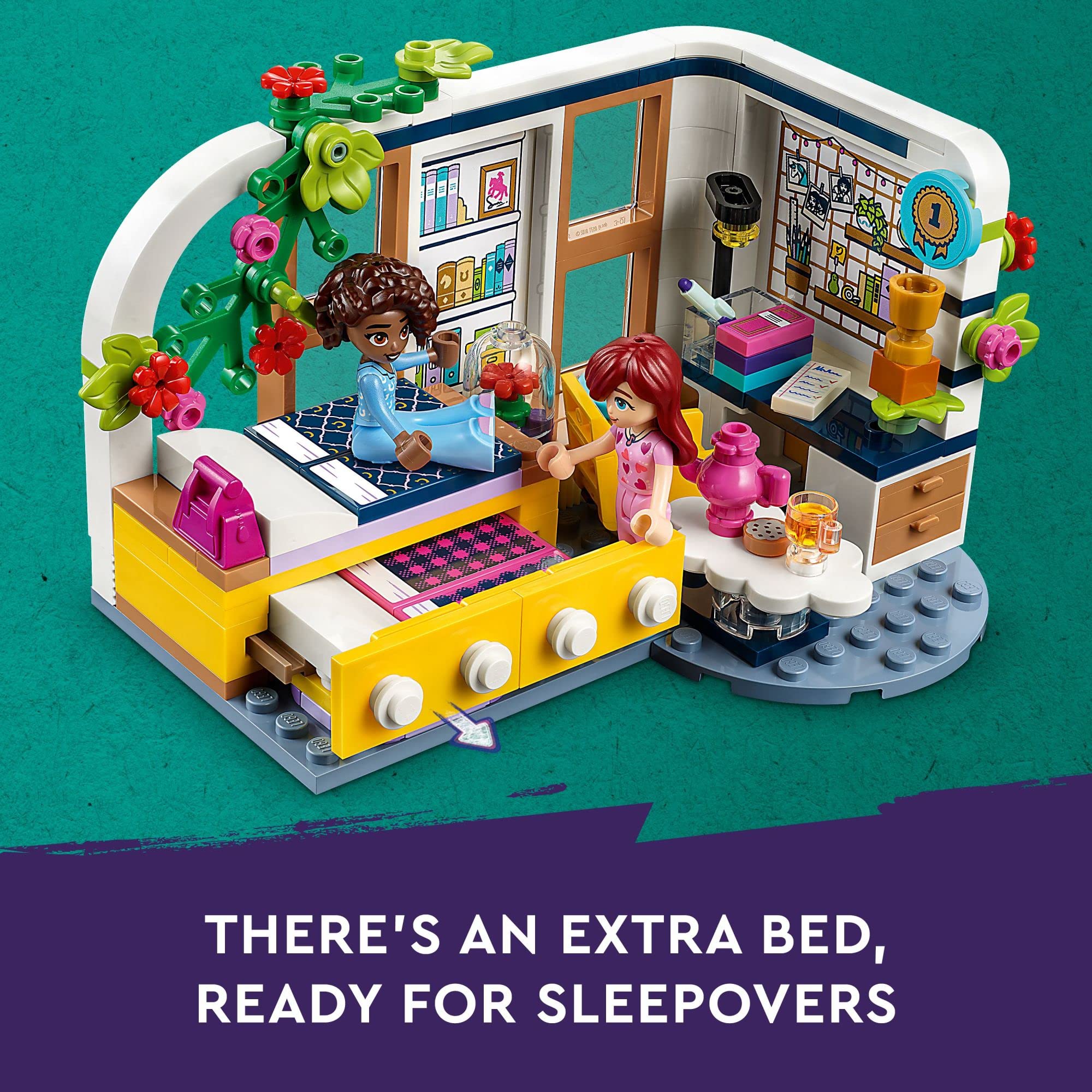 LEGO Friends Aliya's Room 41740 Building Set - Collectible Toy Set with Paisley and Aliya Mini-Doll, Puppy Figure, Mini Sleepover Party Bedroom Playset, Great Gift for Girls, Boys, and Kids Ages 6+