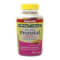 Spring Valley Adult Prenatal Health Multivitamin DHA & Folic Acid, Fruit, 190 Gummies