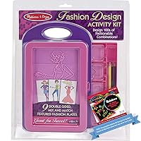 Fashion Design Activity Kit w/ 9 Double Sided Textured Fashion Plates & 1 Scratch Art Mini-Pad Bundle (04312)