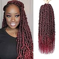 Passion Twist Hair - 8 Packs 18 Inch Passion Twist Crochet Hair For Women, Crochet Pretwisted Curly Hair Passion Twists Synthetic Braiding Hair Extensions (18 Inch 8 Packs, TBUG)