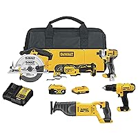 DEWALT 20V MAX Power Tool Combo Kit, 4-Tool Cordless Power Tool Set with Battery and Charger (DCK551D1M1)