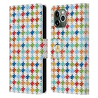 Head Case Designs Rainbow Houndstooth-Patterns Leather Book Wallet Case Cover Compatible with Apple iPhone 11 Pro