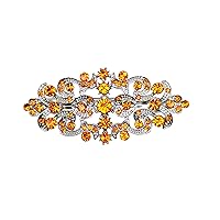 Faship Gorgeous Orange Rhinestone Crystal Floral Barrette Clip