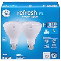 GE Refresh LED Light Bulbs, 65 Watt, Daylight, BR30 Indoor Floodlights (2 Pack)