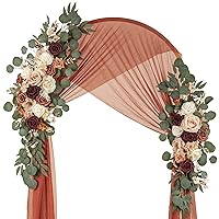 Wedding Arch Flower Pack of 2 Artificial Silk Large Flower Swag Welcome Sign Floral Swag Reception Backdrop Floral Decor for Fall Wedding Party Ceremony（Terracotta & Champagne）