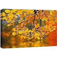 wall26 Canvas Print Wall Art Yellow Leaves in The Forest with Bokeh Camera Effect Floral Nature Photography Realism Bohemian Scenic Relax/Calm Cool for Living Room, Bedroom, Office - 16