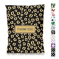 JinRuiKJ Thank You Poly Mailer 14.5x19 50 Pack - Shipping Bags for Clothing, Strong Thick and Self Adhesive Shipping Envelopes - Cute Packaging Bags for Small Business - Gold leopard Print