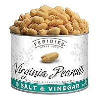 FERIDIES - Salt and Vinegar Seasoned Virginia Peanuts, 18 Ounce Resealable Snack Tin of Gourmet Extra Large Roasted Virginia Peanuts with the Tangy Zip of Vinegar and Sea Salt