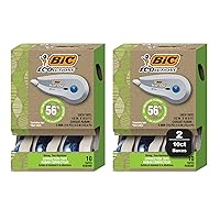 BIC Ecolutions Wite-Out Brand Correction Tape, 19.8 Feet, 20-Count Pack, Correction Tape Made from 56% Recycled Plastic Excluding Tape