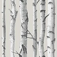 NuWallpaper NU3128 Birch Tree Peel & Stick Wallpaper, Multicolor, Taupe