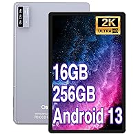 Oangcc 11 Inch Android 13 Tablet 16GB+256GB+1TB Expand 2K Display 2000 x 1200 Tablets with Octa-Core, 8600mAh Split Screen Quad Speakers, 5G WiFi 13MP Triple Camera Tablet - Grey with Case