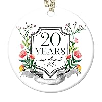 Holiday Sobriety Ornament Gift One Day at a Time Celebrates 20 Year Milestone Ceramic Collectible Twentieth Anniversary Man Woman Recovery Porcelain Keepsake 3