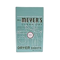 MRS. MEYER'S CLEAN DAY Dryer Sheets, Fabric Softener, Reduces Static, Infused with Essential Oils, Basil, 80 Count