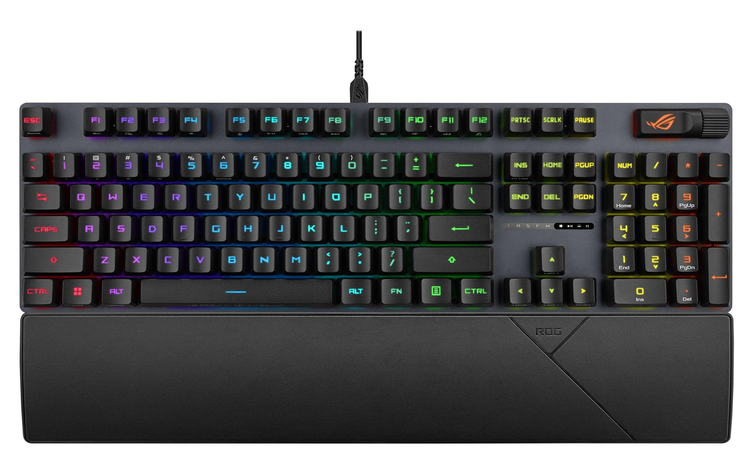 ASUS ROG Strix Scope II Gaming Keyboard, pre-lubed ROG RX Red Linear Optical switches, Sound-dampening Foam, PBT doubleshot keycaps, Streaming hotkeys, Multi-Function Controls, Wrist Rest