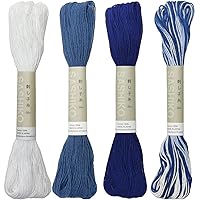 Olympus Sashiko Thread 20m(21.8yds) 4skeins Color Bundles 100% Cotton (#01,#10,#18,#52)