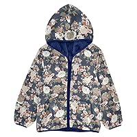 Rose Flowers Sherpa Lined Toddler Hoodie Toddler Boy Coat Navy Blue Lightweight Zip Up 3T