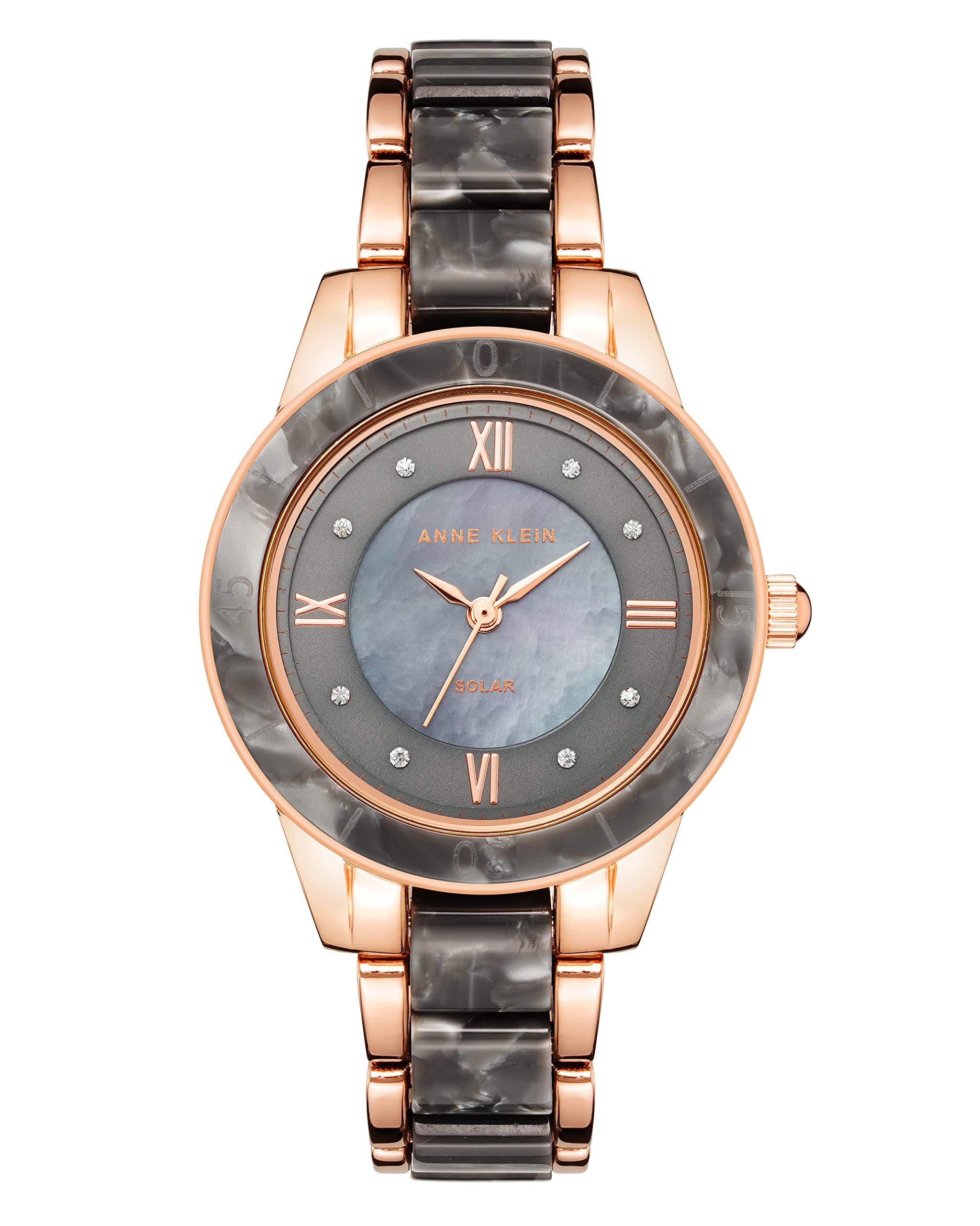 Anne Klein Considered Women's Solar Powered Premium Crystal Accented Resin Bracelet Watch, AK/3610