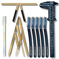 Eyebrow Mapping Kit for Microblading, Eyebrow Shaping Tool, 9 Piece Set, Professional Eyebrow Mapping Kit with Golden Ratio Caliper, Double Scale Vernier Caliper, and 5 Brow Razors for Eyebrow Shaping