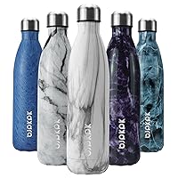 BJPKPK Stainless Steel Water Bottles -25oz/750ml -Insulated Water bottles,Sports water bottles Keep cold for 24 Hours and hot for 12 Hours,BPA Free water bottles,White Birch