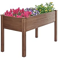 LZRS 40.5x20.5x30 inches Raised Garden Bed Elevated Wooden Planter Box Stand with Legs for Herbs,Vegetables,Flowers,Great for Outdoor Patio, Deck,220lb Capacity,Brown
