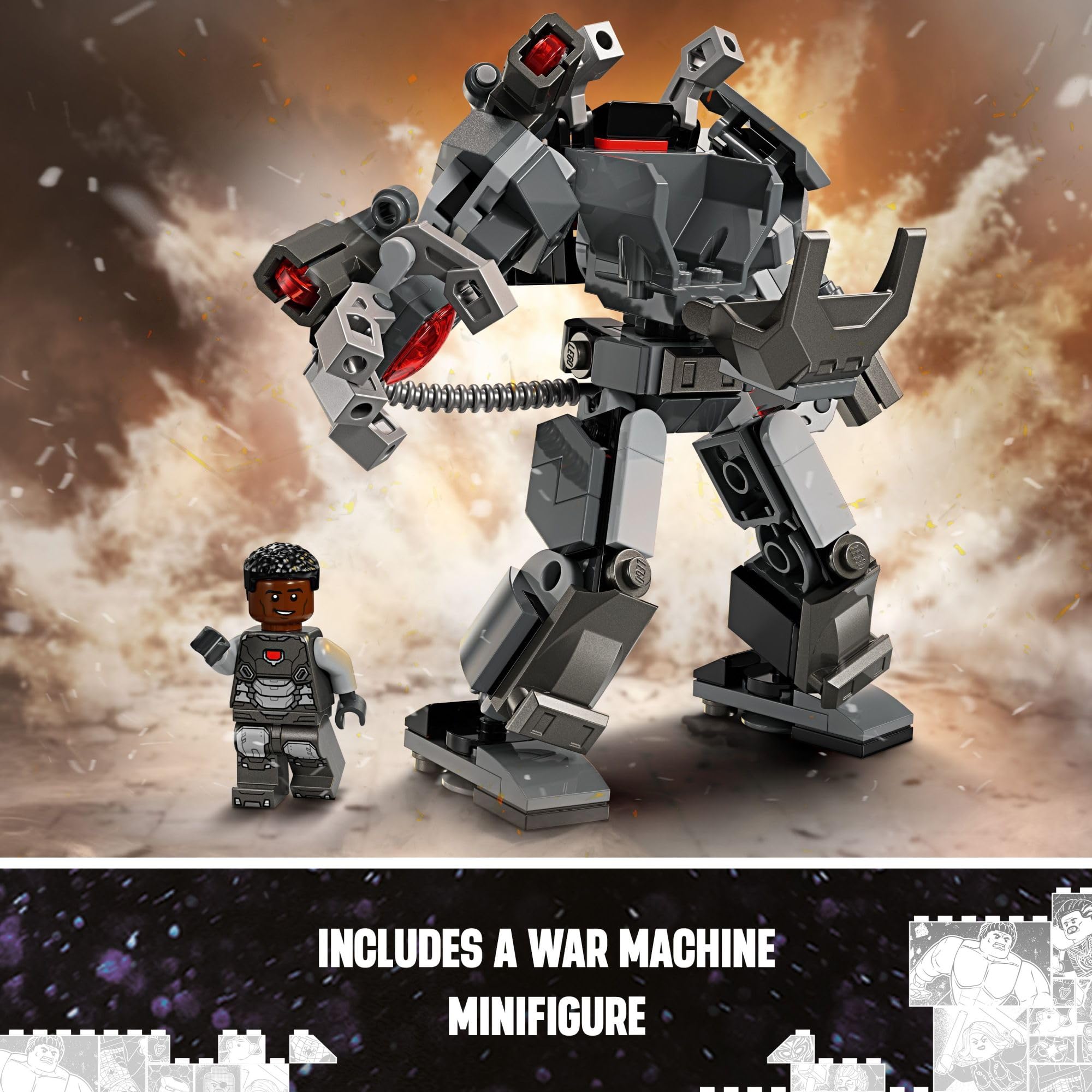 LEGO Marvel War Machine Mech Armor, Buildable Marvel Action Figure Toy for Kids with 3 Stud Shooters, Legendary Character from The MCU, Marvel Gift for Boys and Girls Aged 6 and Up, 76277