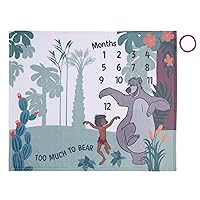 Disney Jungle Book Green and White Too Much to Bear Super Soft Photo Op Milestone Baby Blanket