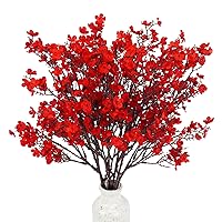 6 Pcs Babys Breath Artificial Flowers Bulk Silk Red Faux Flowers Real Touch Gypsophila Bouquet for Christmas Halloween Home Wedding Decoration