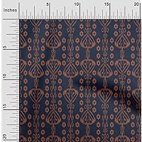 Organic Cotton Poplin Twill Fabric Stripe & Swirl Ikat Print Fabric BTY 42 Inch Wide