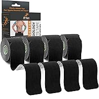 JB PreCut Kinesiology Tape 4 Rolls - Water Resistant, Latex Free Athletic Body Tape for Joint & Muscle Pain,Sports Recovery & Support. (Black)