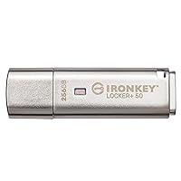Kingston Ironkey Locker+ 50 256GB Encrypted USB Flash Drive | USB 3.2 Gen 1 | XTS-AES Protection & TAA Compliant | Multi-Password Security Options | IKLP50/256GB