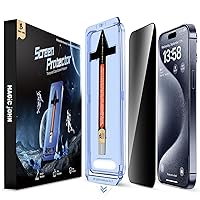2 Pack for iPhone 15 Pro (6.1 inch) Privacy Glass Screen Protector, Anti-spy Tempered Glass Film, Auto Dust-Elimination Installation, Bubble Free, Case Friendly