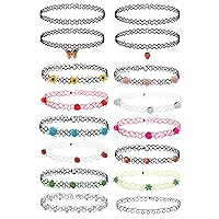 BodyJ4You 16PC Tattoo Choker Necklace Colorful Mix - 90s Accessories Women Teen Girls Kids - Butterfly Pendant Strawberry Charm - Summer Style Gift Idea