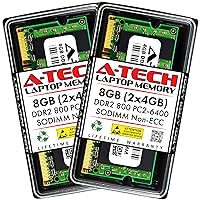 A-Tech 8GB (2x4GB) DDR2 800MHz SODIMM PC2-6400 1.8V CL6 200-Pin Non-ECC Unbuffered Laptop RAM Memory Upgrade Kit