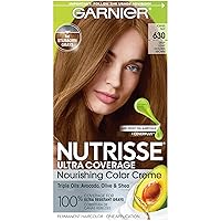 Garnier Hair Color Nutrisse Ultra Coverage Nourishing Creme, 630 Deep Light Golden Brown (Toffee Nut) Permanent Hair Dye, 1 Count (Packaging May Vary)