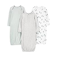 Unisex Babies' Cotton Sleeper Gown, Pack of 3