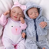 BABESIDE 2PCS Reborn Baby Dolls Real Life Baby Dolls (Olivia+Noah) Realistic-Newborn Full Body Vinyl Sleeping Baby with Toy Accessories Gift Set for Kids Age 3+