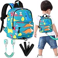 Accmor Toddler Backpack Leash Harness, Cute Baby Dinosaur Backpacks with Anti Lost Wrist Link, Mini Kids Backpack Wristband Removable Tether for Baby Boys Travel Outdoor