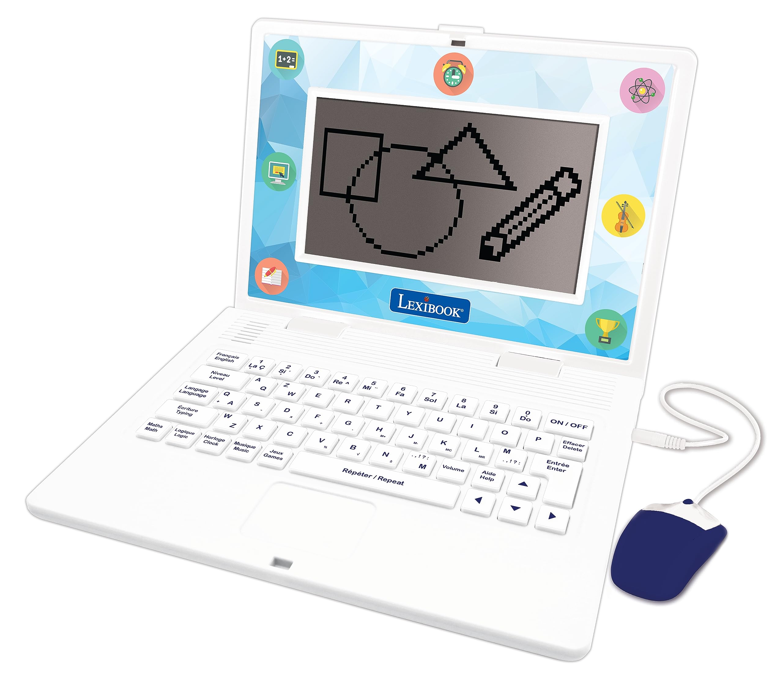 Lexibook - Bilingual and Educational Laptop English/Spanish - Toy for Children, 170 Activities to Learn Languages, Mathematics, Logic, Clock Reading, Play Games and Music, Large Screen - JC599i2